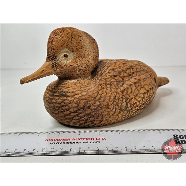 Wooden Duck Decoy (Consignor Tag: Hooded Merganser : Highly Detailed : By T. Perdue : 1995)