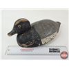 Image 2 : Wooden Duck Decoy (Consignor Tag: Working Blue Bill Hen : Hollow Body : Glass Eyes : 1930s)