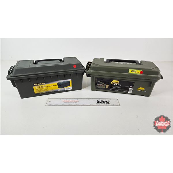 (2) Plastic Shotgun Shell Storage Boxes : Magnum & Plano