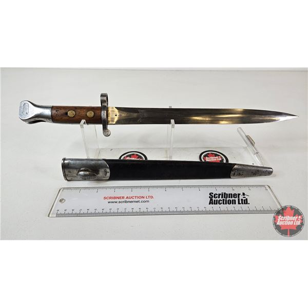 Bayonet : Marked VR & 6/96 : c/w Leather & Metal Scabbard