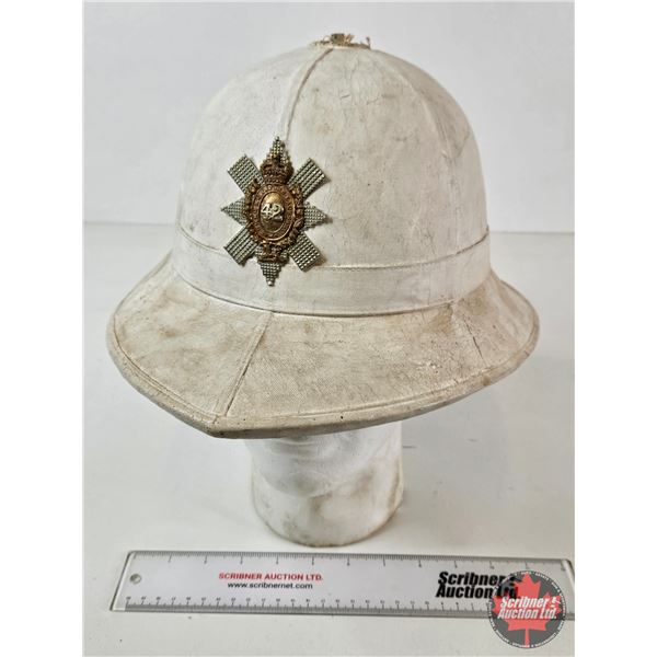 White Pith Helmet : c/w 42 Badge