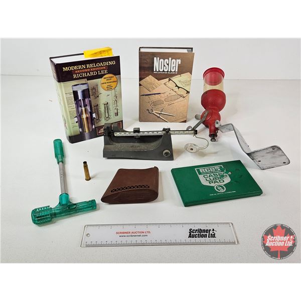 Reloading Equipment : Hornady Powder Measure : Lyman Scale : c/w 2 Reloading Books & Accessories