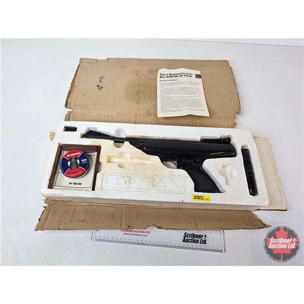 BSA Scorpion .177 Cal Air Pistol : c/w Box : Cocking Aid : Target Holder & Pellets
