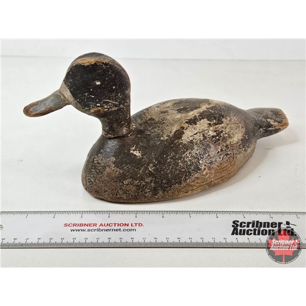 Wooden Duck Decoy (Consignor Tag: Working Blue Bill Hen : c. 1920s)