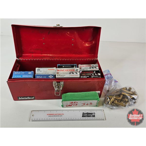 BRASS : .303 British & .30-06 Springfield : Mixed Headstamps : c/w International Metal Toolbox
