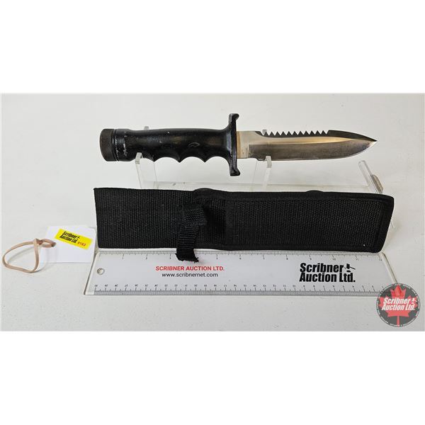 Stainless Survival Knife : Sawback Blade : Hollow Handle : c/w Nylon Sheath
