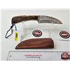 Image 1 : Damascus Pattern Hunting Knife : Textured Handle : c/w Leather Sheath