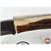 Image 5 : Damascus Pattern Hunting Knife : Textured Handle : c/w Leather Sheath