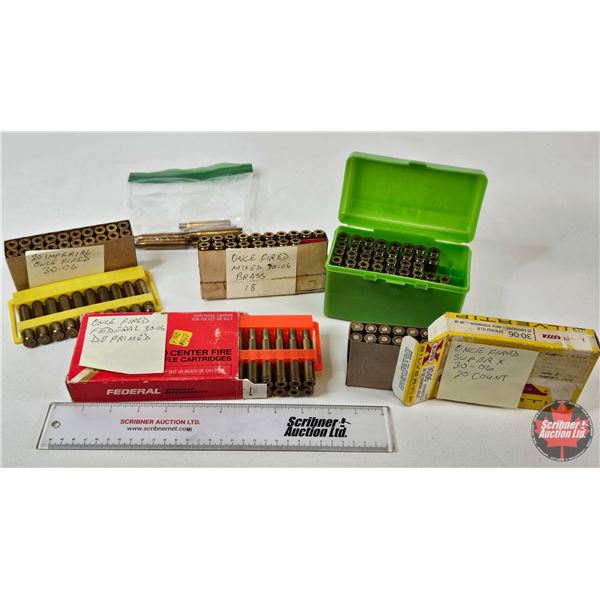 BRASS : .30-06 Springfield : Mixed Headstamps : c/w Case-Gard Box & Cartridge Carriers