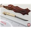 Image 2 : Miniature Puukko Style Knife : Decorated Lycksele Handle : c/w Leather Sheath