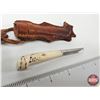 Image 3 : Miniature Puukko Style Knife : Decorated Lycksele Handle : c/w Leather Sheath