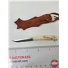 Image 4 : Miniature Puukko Style Knife : Decorated Lycksele Handle : c/w Leather Sheath