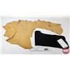 Image 1 : 2 Leather Pieces : Tan Hide & Black Leather