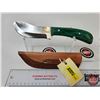 Image 4 : Skinning Knife : Green Laminate Handle : c/w Leather Sheath