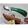 Image 5 : Skinning Knife : Green Laminate Handle : c/w Leather Sheath
