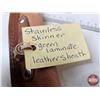 Image 7 : Skinning Knife : Green Laminate Handle : c/w Leather Sheath