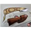 Image 2 : Skinning Knife : Laminate Wood Handle : c/w Leather Sheath
