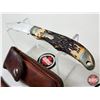 Image 4 : Schrade Uncle Henry 127UH Folding Knife : c/w Leather Pouch & Honesteel Sharpener