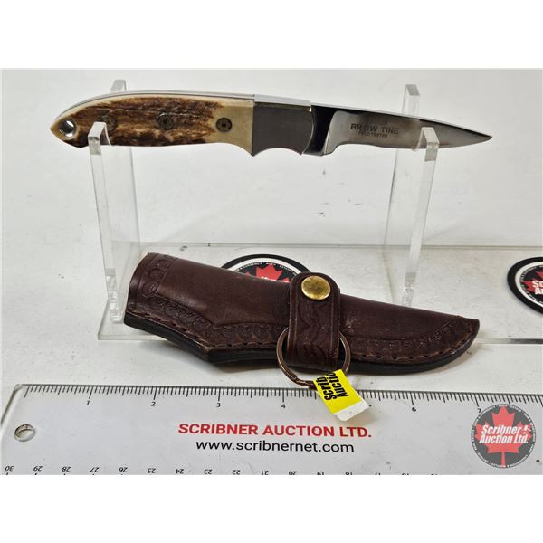 CRKT Brow Tine 2860 Hunting Knife : c/w Leather Sheath
