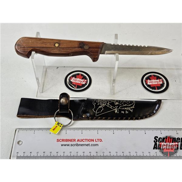 Frosts Mora Stainless Steel Knife : Wood Handle : c/w Sheath