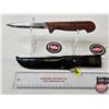 Image 4 : Frosts Mora Stainless Steel Knife : Wood Handle : c/w Sheath