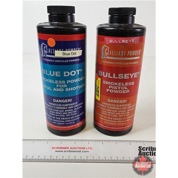 Alliant Smokeless Powder : Blue Dot & Bullseye : (2) Containers