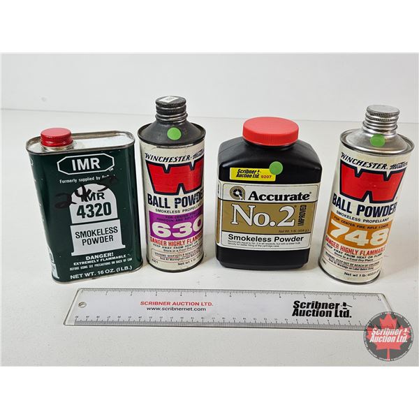 Smokeless Powder : IMR 4320 : Winchester 630 & 748 : Accurate No. 2 : (4) Containers