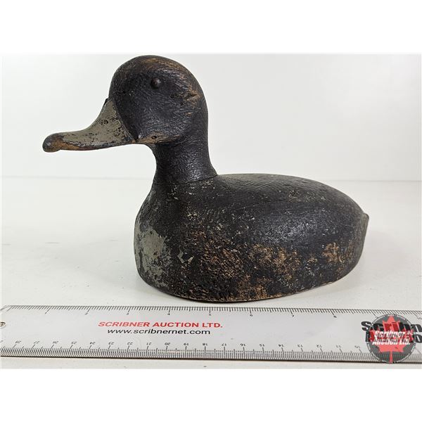 Wooden Duck Decoy (Consignor Tag: Blue Bill Drake Working Decoy : c. 1930)