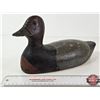 Image 1 : Wooden Duck Decoy (Consignor Tag: Red Head Drake : Hollow Working Decoy : Glass Eyes : 1940s)