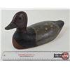 Image 2 : Wooden Duck Decoy (Consignor Tag: Red Head Drake : Hollow Working Decoy : Glass Eyes : 1940s)