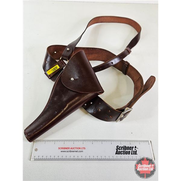 Brown Leather Holster : c/w Belt & Shoulder Strap