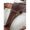 Image 4 : Brown Leather Holster : c/w Belt & Shoulder Strap