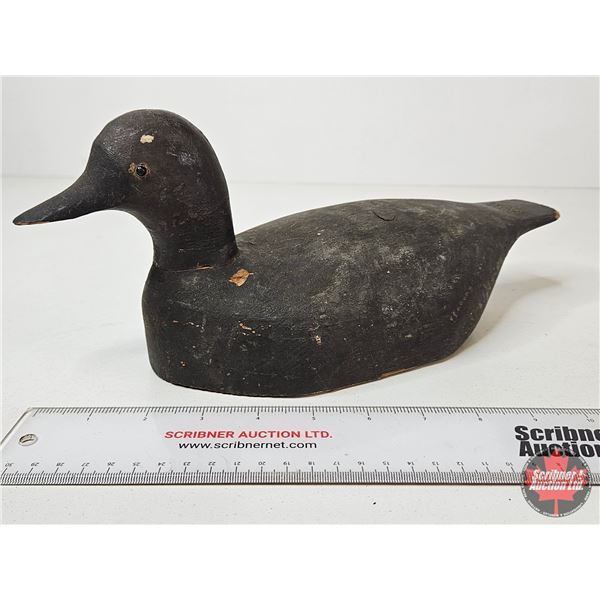 Wooden Duck Decoy (Consignor Tag: Teal Working Decoy : Glass Eyes : 1940s)