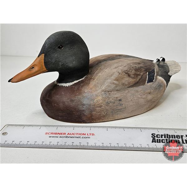 Wooden Duck Decoy (Consignor Tag: Mallard Drake Decorative Decoy : Signed B. Black : 1984)
