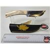 Image 1 : Skinning Knife : Polished Bone Handle : c/w Leather Sheath