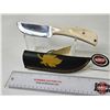 Image 4 : Skinning Knife : Polished Bone Handle : c/w Leather Sheath