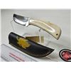 Image 5 : Skinning Knife : Polished Bone Handle : c/w Leather Sheath
