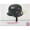 Image 1 : WWII German-Style Miniature Helmet : Grey-Green : c/w Liner & Chinstrap