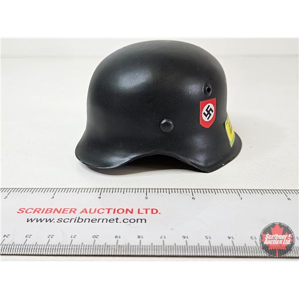 WWII German-Style Miniature Helmet : Black : c/w Liner & Chinstrap