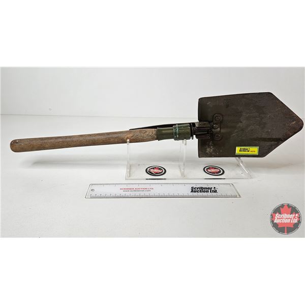 Folding Entrenching Shovel : Wooden Handle
