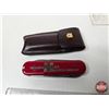 Image 4 : 2 Folding Knives : Swiss Army & Eagle Design : c/w Pouch & Box