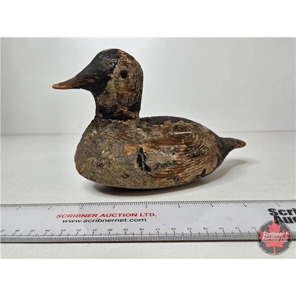 Wooden Duck Decoy (Consignor Tag: Very Early Bufflehead Drake : c.1890?)