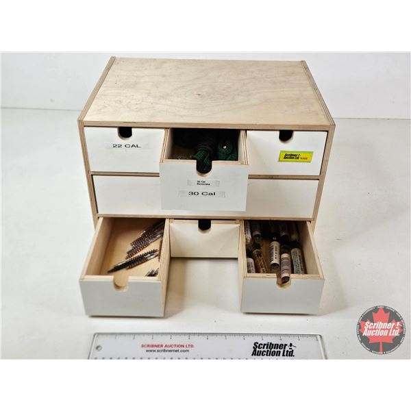 7-Drawer Wooden Cabinet : c/w Bore Cleaning Supplies & Scope Mounts