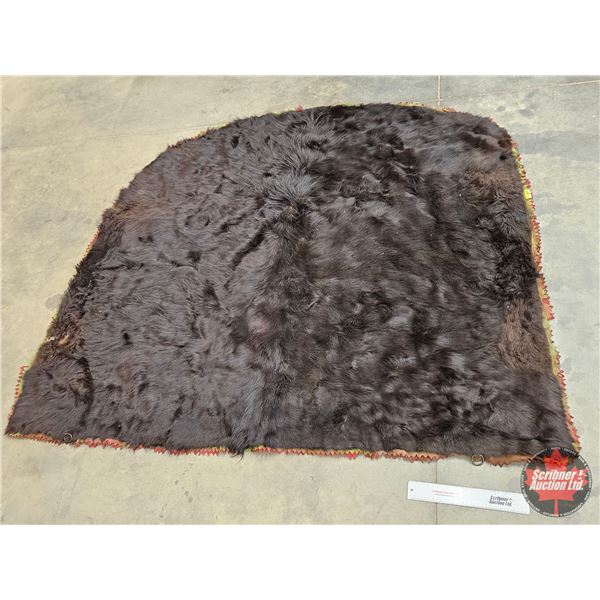 Fur Hide Lap Robe : Felt Trim : Approximately 76 x 65 Inches