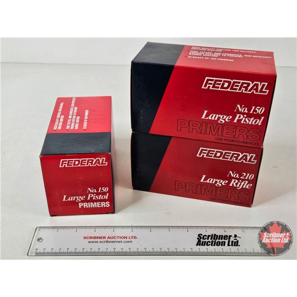 Federal Primers : (2) Cartons No. 150 Large Pistol & (1) Carton No. 210 Large Rifle