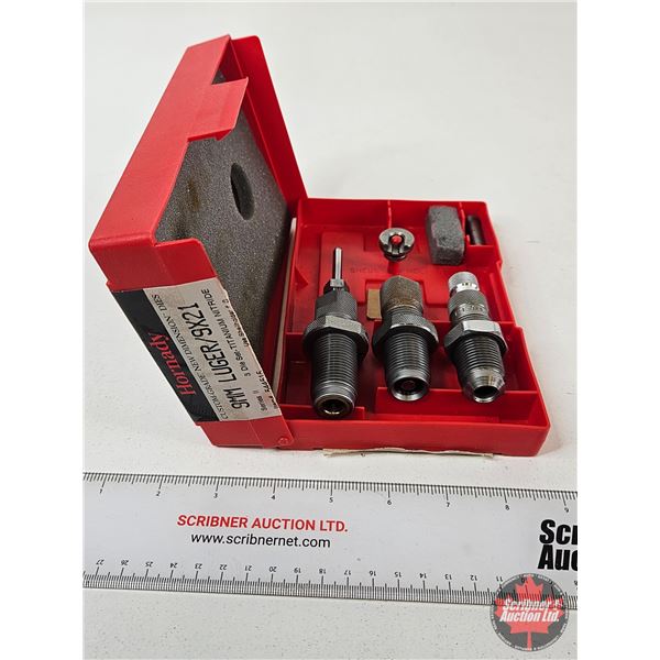 9mm Reloading Dies : Hornady & Lee : c/w Shellholder & Case