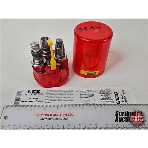 Lee .38 S&W / .38 Colt New Police : 3-Die Set : c/w Shellholder & Case