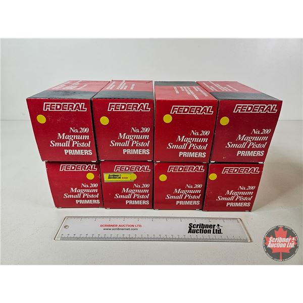 Federal No. 200 Magnum Small Pistol Primers : (8) Cartons