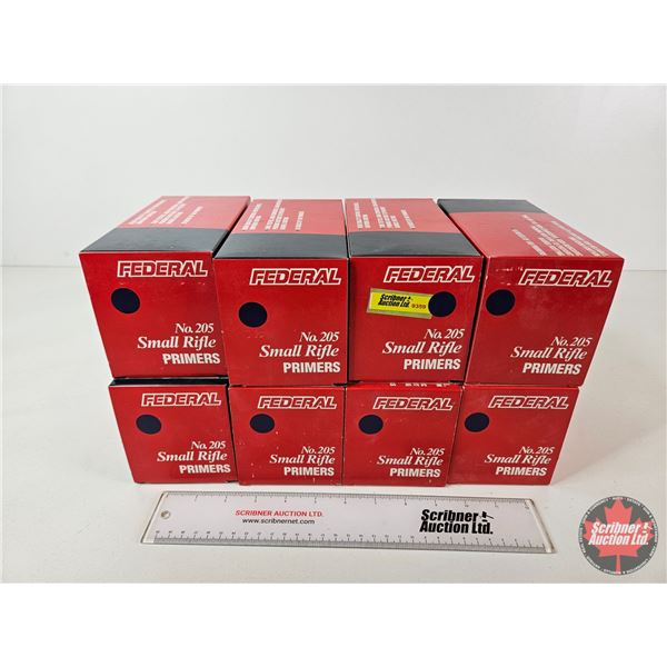 Federal No. 205 Small Rifle Primers : (8) Cartons