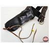 Image 3 : Brown Leather Western Holster & Cartridge Belt : Basketweave Pattern : .22 Cal